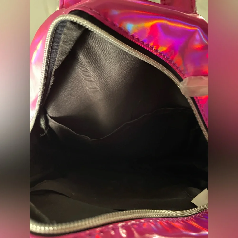 Pink Holographic Mini Backpack Womens Girls Kids Backpack - Picture 4 of 5